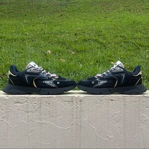 Lacoste Men's Black Sneakers with Gold Highlights size 10